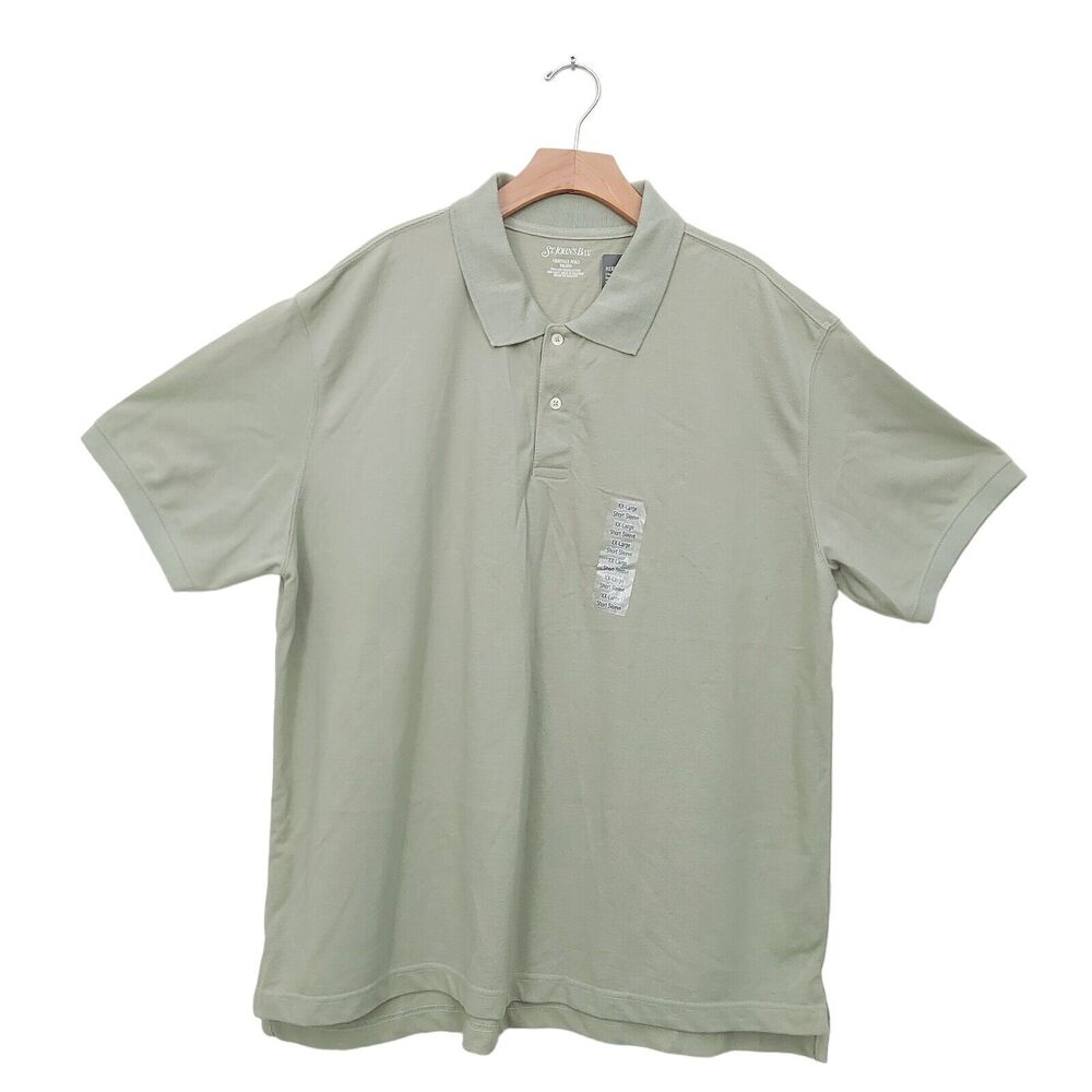 St. John's Bay Heritage Golf Polo Shirt Mens XXL Green Short Sleeve Preppy